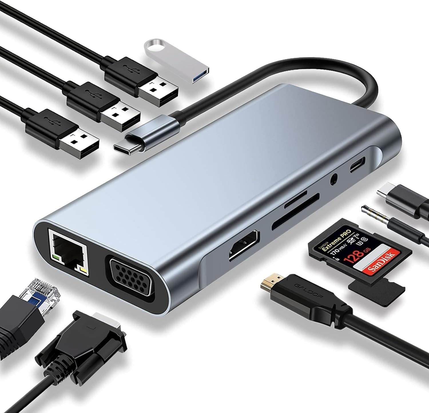 11 In 1 USB C HUB Adapter Dongle view 1