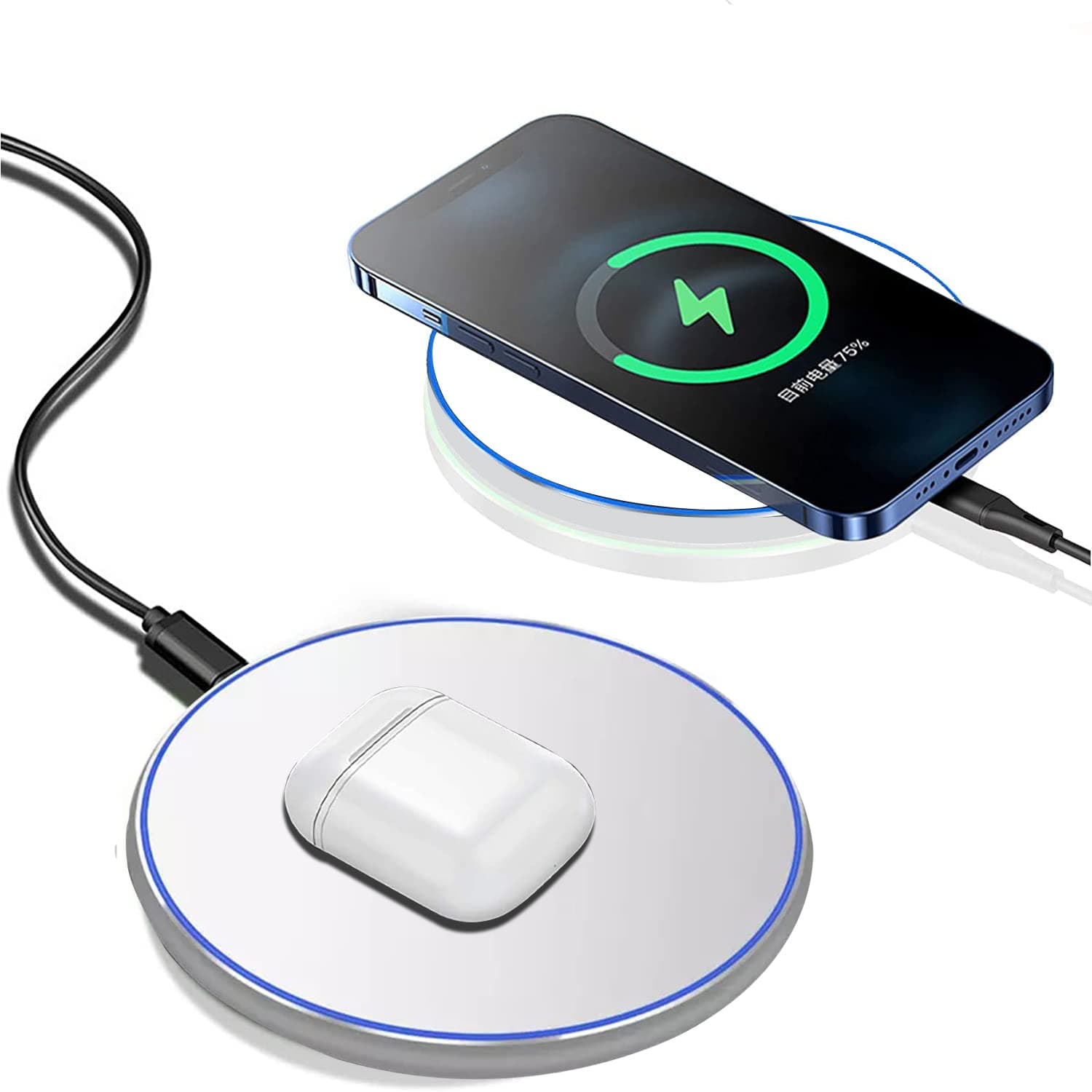 15W Qi Fast Wireless Smartphone Fast Charger Charging Pad With USB C Cable view 1