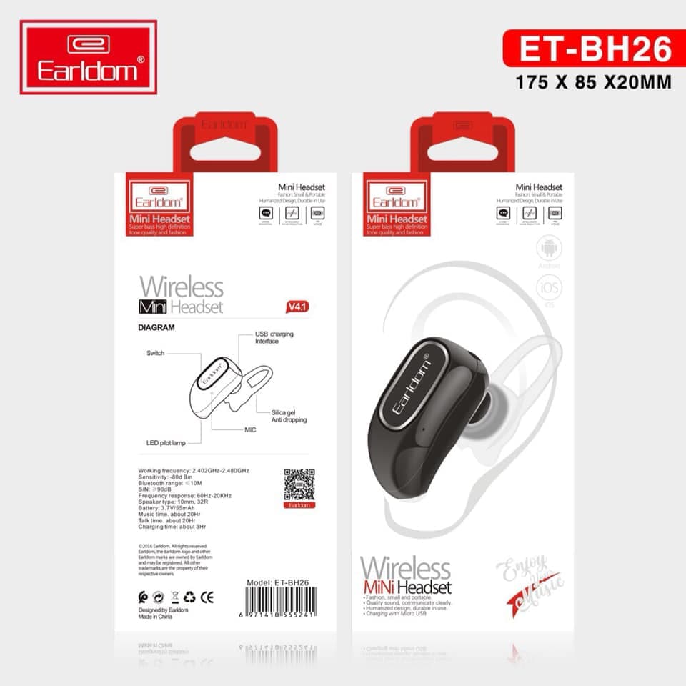 Earldom Bh26 Bluetooth Headset,Version 4.1 Mini And Fashion Earbuds view 7