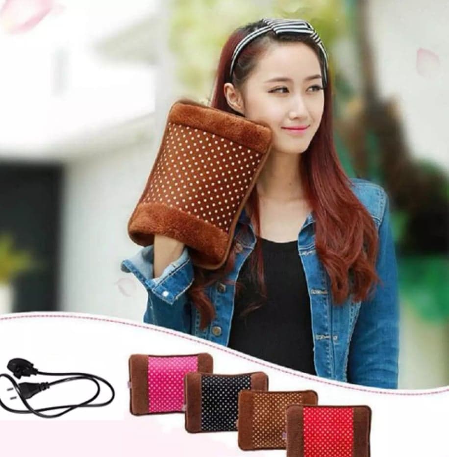 Electric Hot Water Bag Heating Pad Of Fur And Velvet With Hand Pocket view 6