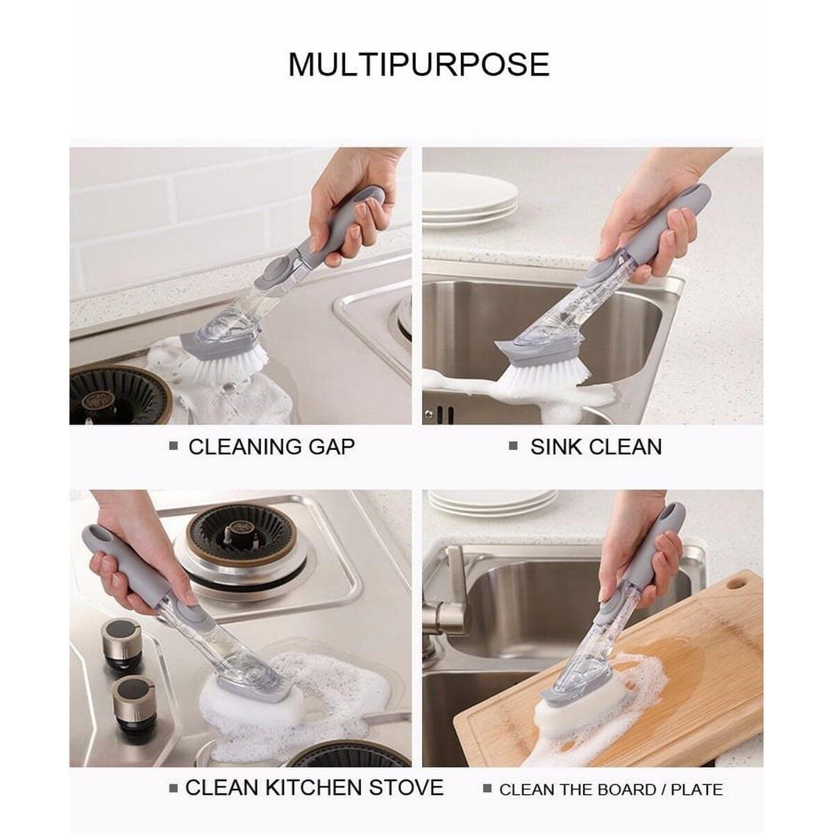 Kitchen Cleaning Scrub Wok Brush Soap Spray Handheld Scour Pad Washing Tools