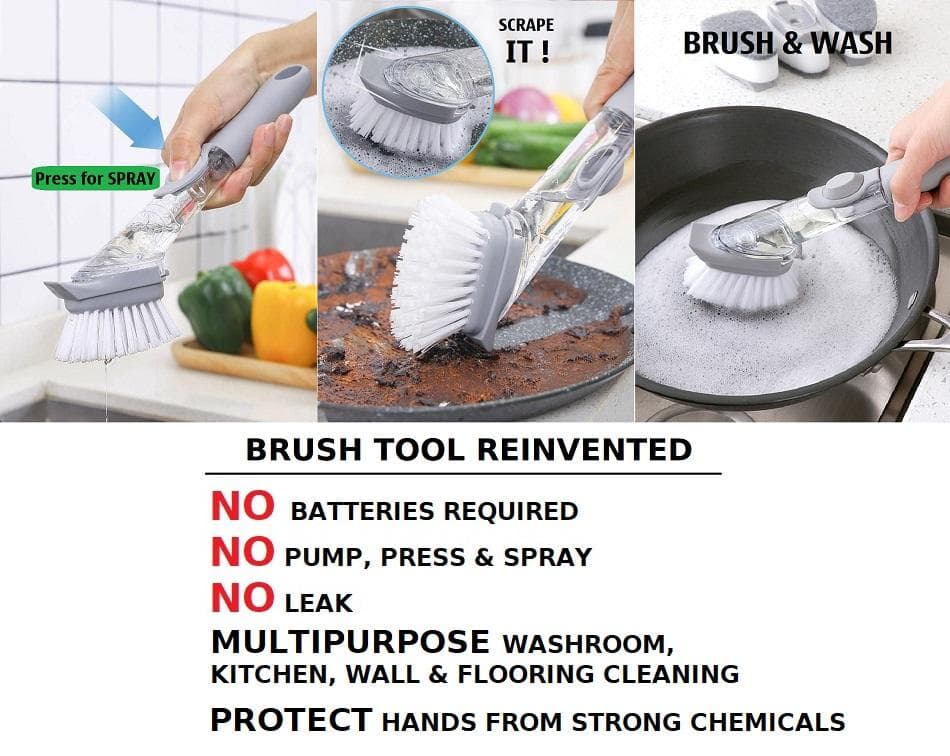 Kitchen Cleaning Scrub Wok Brush Soap Spray Handheld Scour Pad Washing Tools view 2