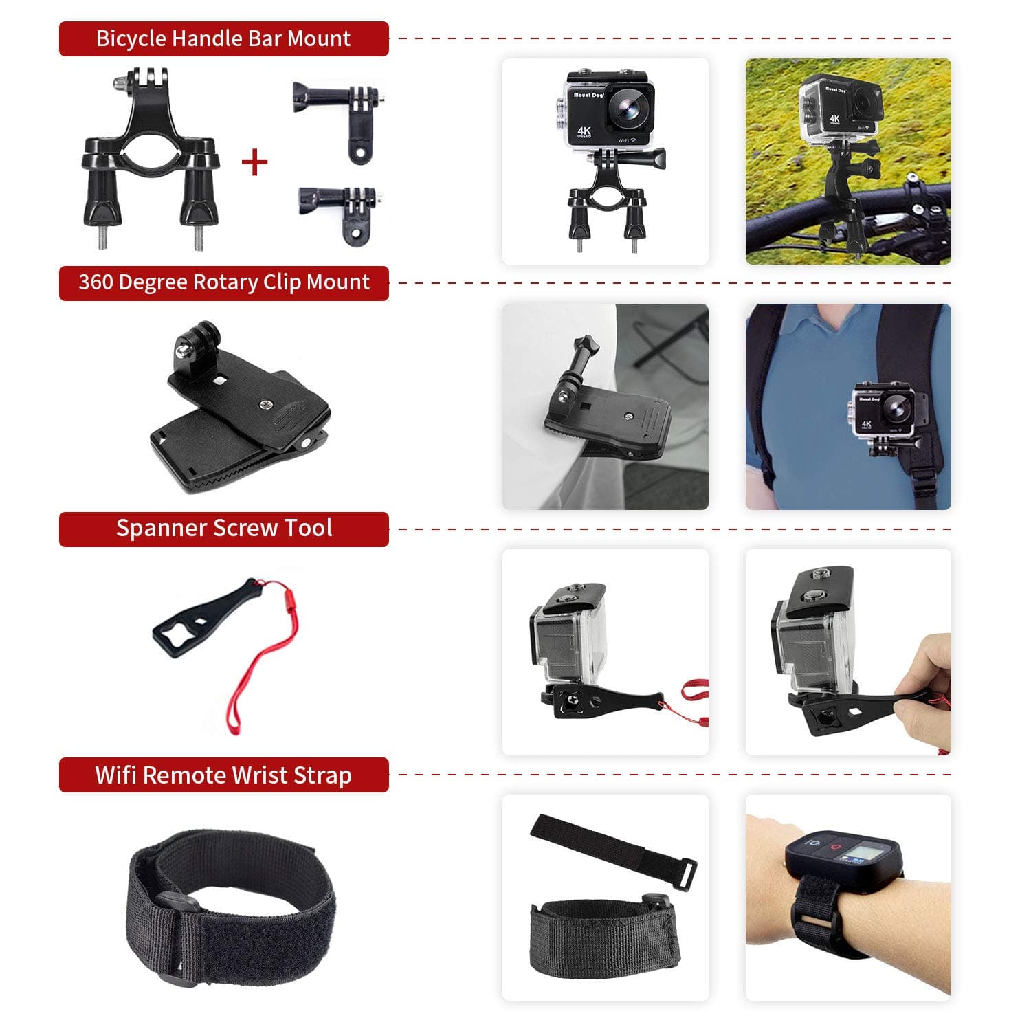 42-In-1 Action Camera Accessorries Kit Mount For Gopro Hero 8 Max 7 6 5 4 3 3+ 2 1 Black Gopro 2018 Session Fusion Silver Insta360 Dji Akaso Apeman Yi Campark Sjcam Xiaomi (Carrying Case) view 3