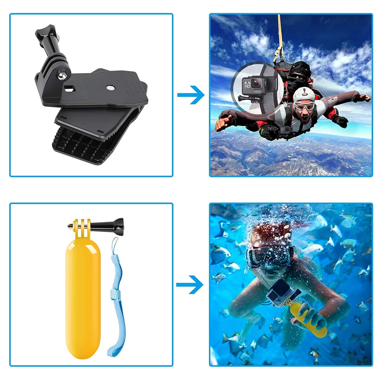 42-In-1 Action Camera Accessorries Kit Mount For Gopro Hero 8 Max 7 6 5 4 3 3+ 2 1 Black Gopro 2018 Session Fusion Silver Insta360 Dji Akaso Apeman Yi Campark Sjcam Xiaomi (Carrying Case) view 4