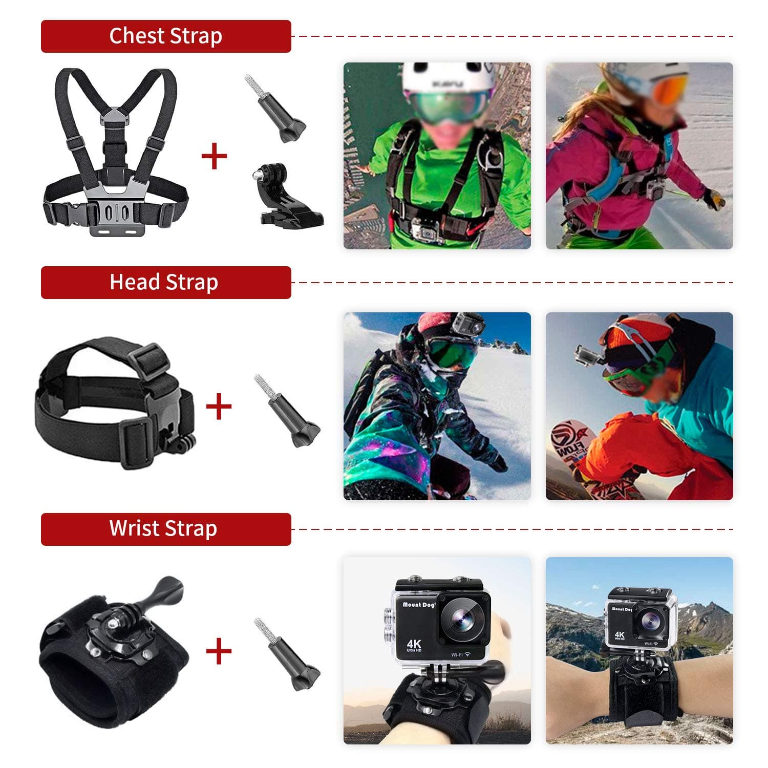 42-In-1 Action Camera Accessorries Kit Mount For Gopro Hero 8 Max 7 6 5 4 3 3+ 2 1 Black Gopro 2018 Session Fusion Silver Insta360 Dji Akaso Apeman Yi Campark Sjcam Xiaomi (Carrying Case) view 5