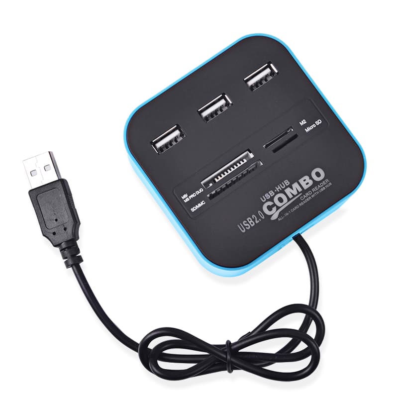 All In One Combo Card Reader & 3 Port USB 2.0 Hub view 2