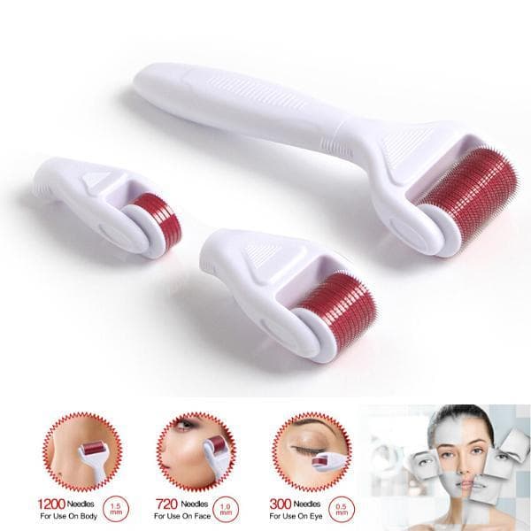 4 In 1 Derma Roller 300 720 1200 Needles Stainless Micro Needle Therapy Derma Roller Replacement Needle Roller view 2