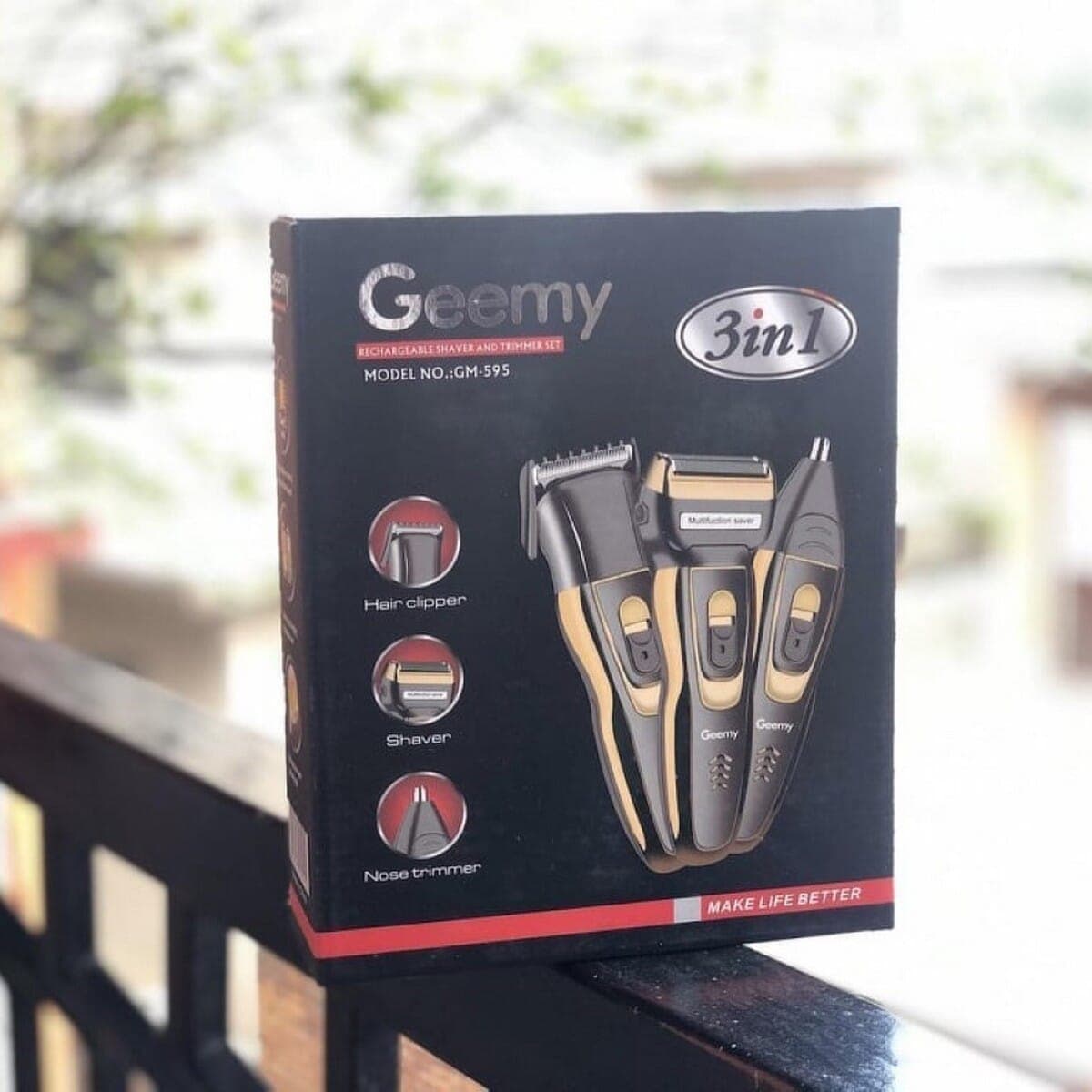 Gemei  Gm-595 3 In 1 Hair Clipper, Shaver & Nose Beard Hair Trimmer, Rechargeable Hair & Beard Trimmer view 2