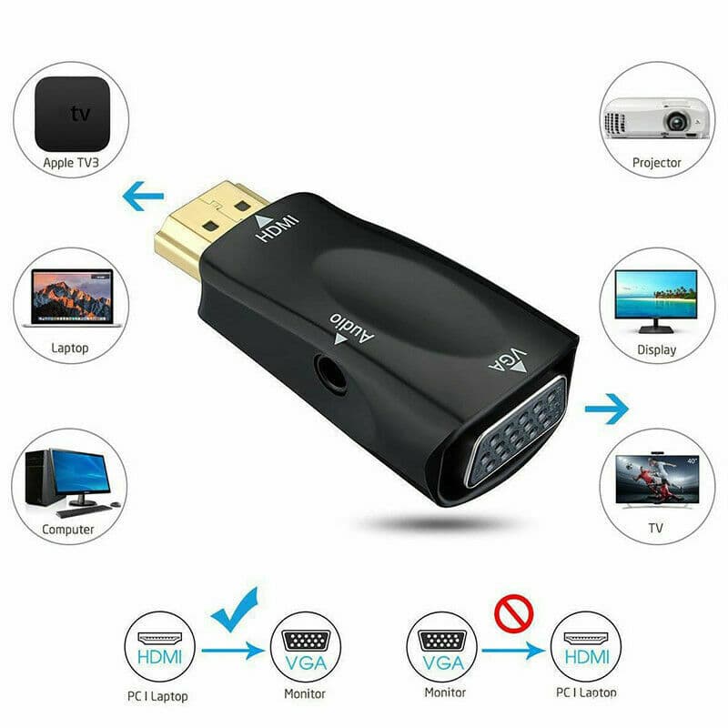 Hdmi Male To Vga Female 1080P Video Converter Adapter Cable 3.5Mm Audio view 3