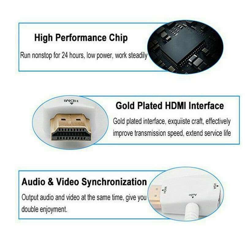 Hdmi Male To Vga Female 1080P Video Converter Adapter Cable 3.5Mm Audio view 5