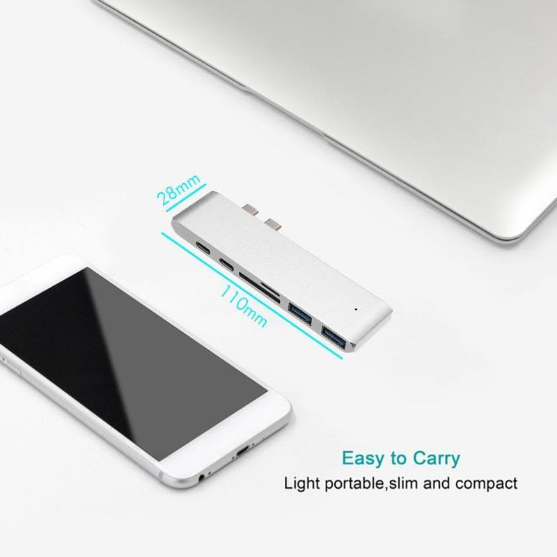 Original 7 IN 1 Multi-Function HUB Dual Type C To HDMI 4K Adapter USB 3.1 Charging Multi USB 3.0 Port High-Speed Card Reader Converter view 2
