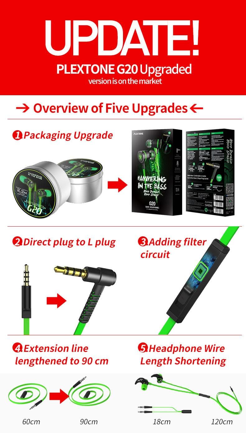 PLEXTONE G20 Gaming Magnetic Noise-Cancellation Memory Foam Earphone Earphone With Mic view 2