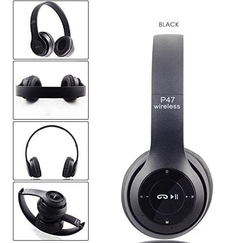 P47 Bluetooth Over Ear Foldable Headset With Microphone Stereo Earphones 3.5Mm Audio Support Fm Radio Tf For Pc Tv Smart Phones & Tablets view 3