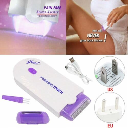 2 In 1 Epilator Finishing Touch Hair Remover Hair Removal Instant&Pain Free Laser Sensor Light Safely Shaver Usb Cable Charge view 2