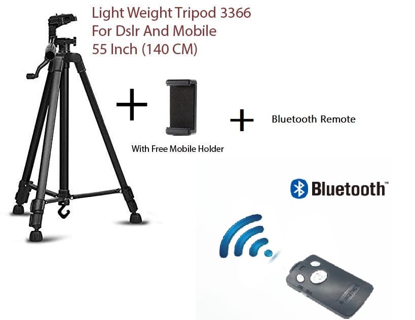 3366 Professional And Lightweight Tripod Stand For Dslr Slr Camera And Phones With Holder And Remote
