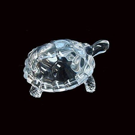 Chinese Feng Shui (8.5 X 12Cm) Tortoise Turtle Statue, Crystal Glass Statue- White Clear view 5