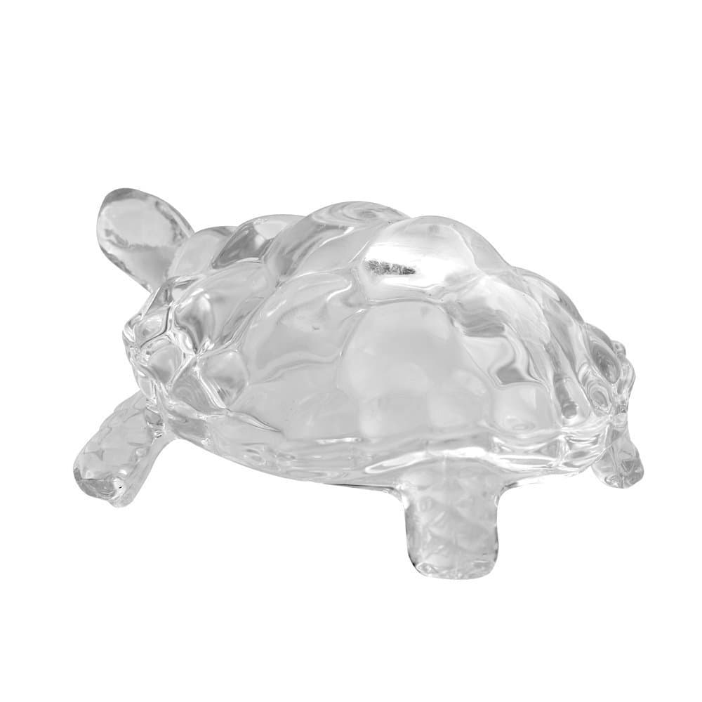 Chinese Feng Shui (8.5 X 12Cm) Tortoise Turtle Statue, Crystal Glass Statue- White Clear view 6