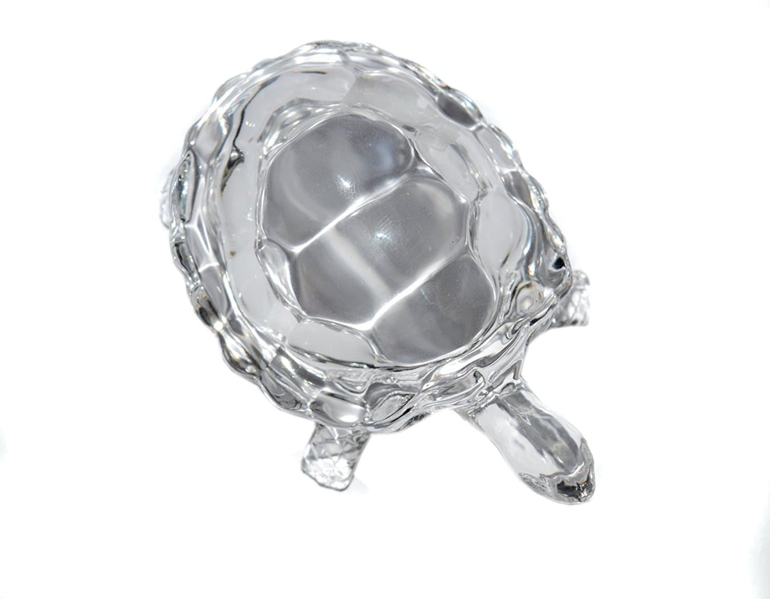 Chinese Feng Shui (8.5 X 12Cm) Tortoise Turtle Statue, Crystal Glass Statue- White Clear view 8