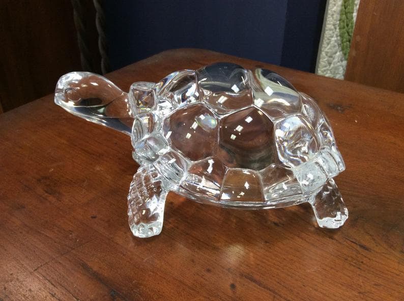 Chinese Feng Shui (8.5 X 12Cm) Tortoise Turtle Statue, Crystal Glass Statue- White Clear view 7
