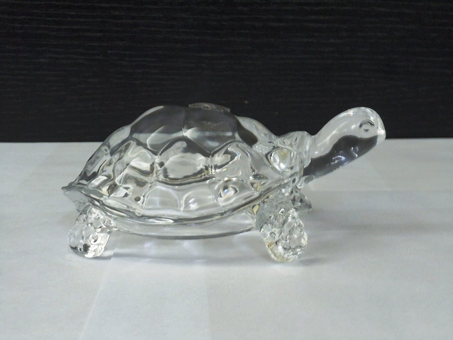 Chinese Feng Shui (8.5 X 12Cm) Tortoise Turtle Statue, Crystal Glass Statue- White Clear view 9