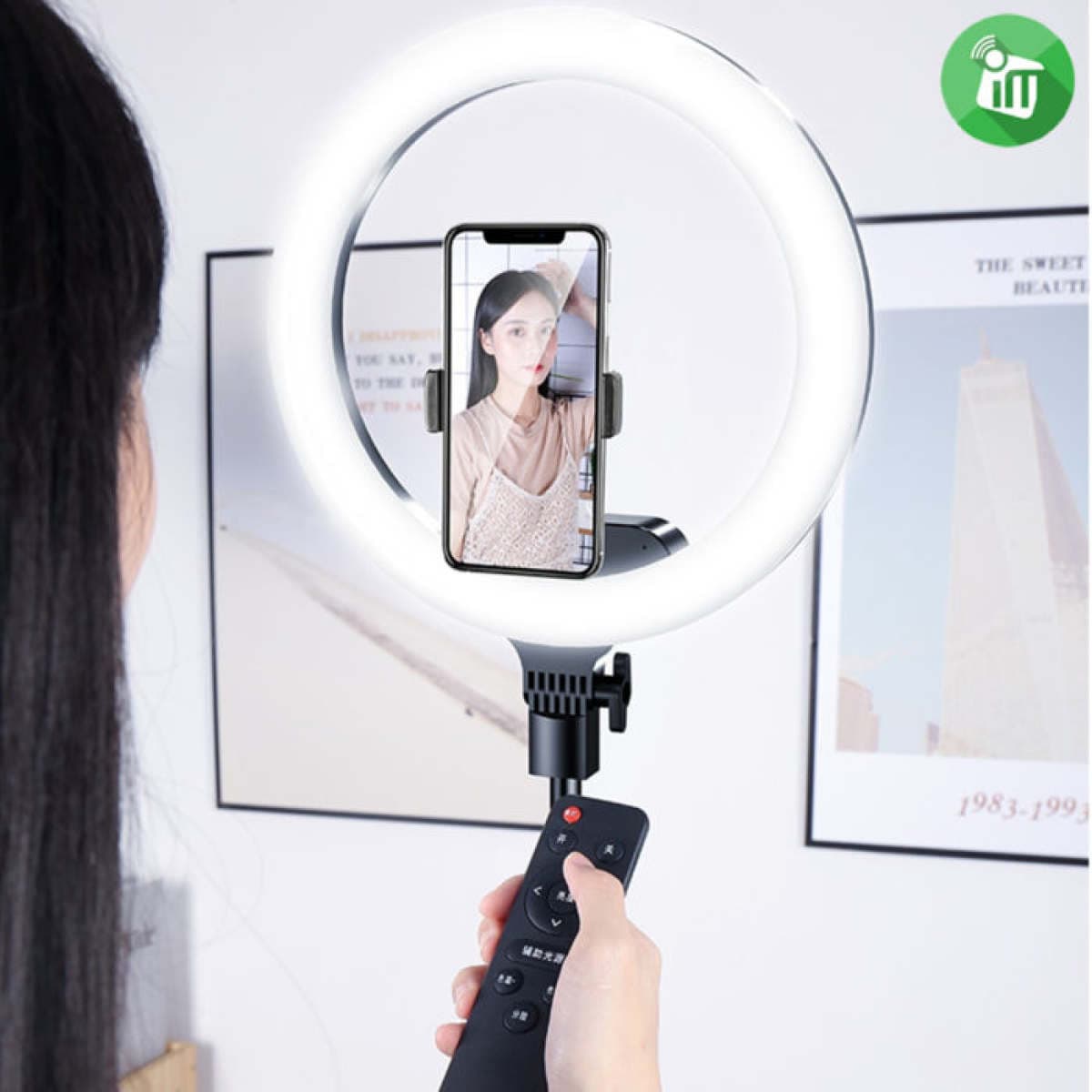 33CM AL-33 Remote Control LED Ring Light With 2.1 meter Folded Stand Photography led Light with LCD