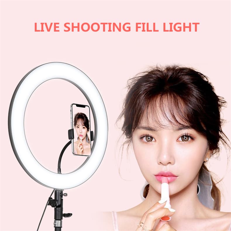 36cm Ring Light With 7FT Tripod and Phone Holder 3 Light Modes & Stepless Dimming Fit Selfie YouTube Video Makeup view 2