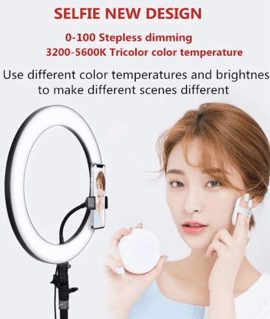 36cm Ring Light With 7FT Tripod and Phone Holder 3 Light Modes & Stepless Dimming Fit Selfie YouTube Video Makeup view 5