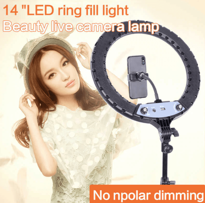 14 inch 36CM Ring Shape LED Beauty WIth 3 Mobile Phone Clip And 7FT Tripod Fill Light for Live Take Photos With USB Port