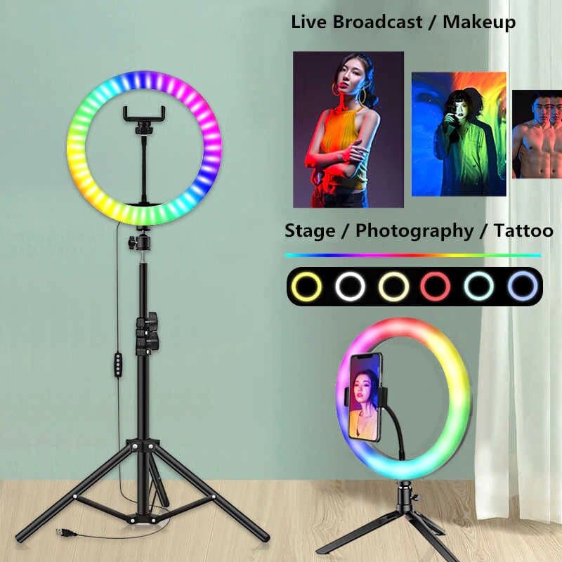 RGB LED Soft Ring Light 33CM Ring Fill Light-Tiktok Youtuber Video view 3