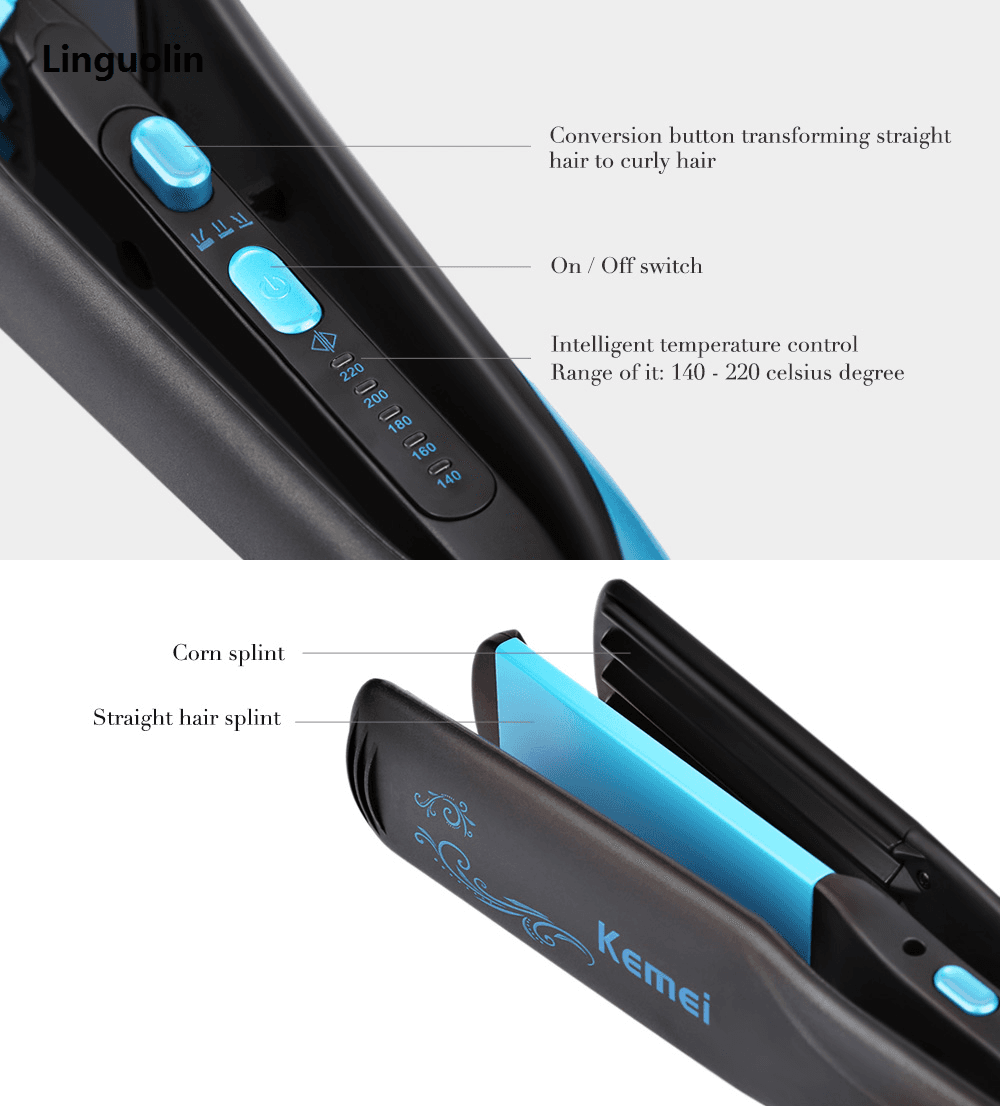 Kemei km 2209 km 2209 Hair Straightener  (Black, Blue) view 3