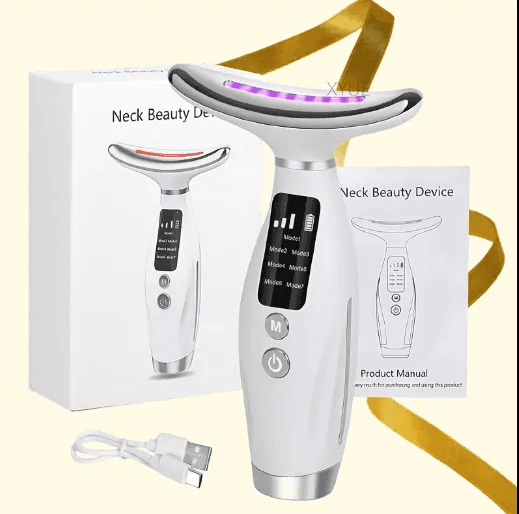 EMS Face Lifting Massager Neck Skin Tighten Device 7 Color Light LED Photon Therapy Anti Ageing Wrinkle Free Perfect Gift for Your Girl Friend ,  Wife , Mother