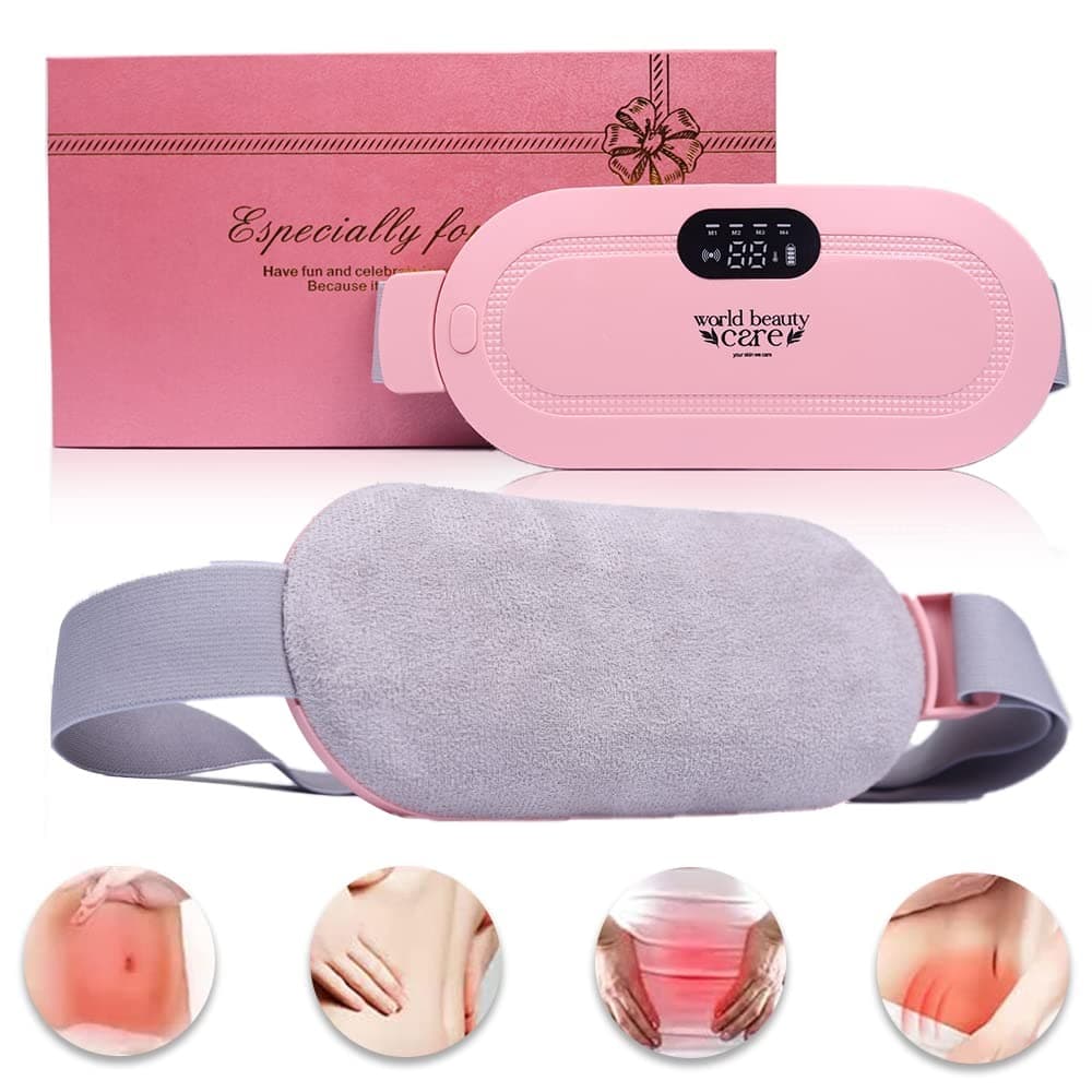 Period Belt | Menstrual Cramp Relief Heating Belt for Women | Electric Warming Pad with Vibration Massage | 3 Temperature Levels | USB Rechargeable | Portable Pain Relief Waist & Abdominal Heating Pad
