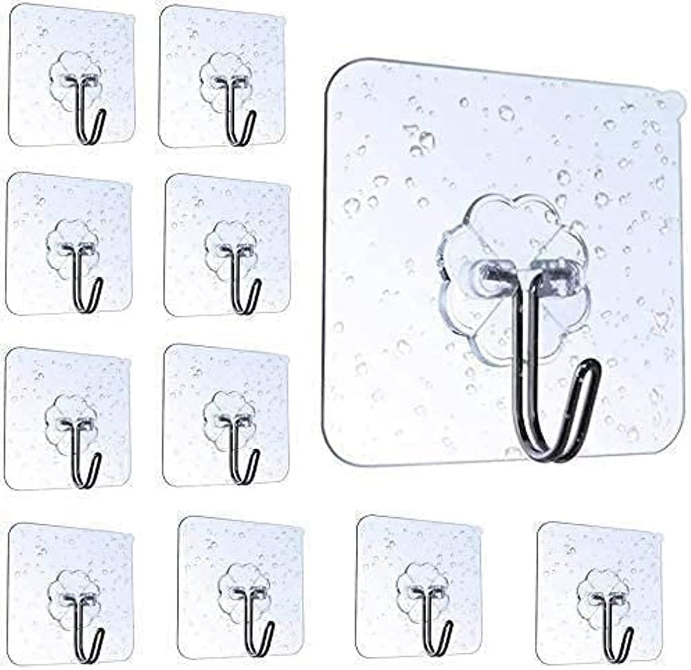 Pack of 6pcs Self-adhesive Wall Hooks for Photo Frame Clock Strong Adhesive Transparent Nails Wall Hook Hangers Hanging Nail Holders