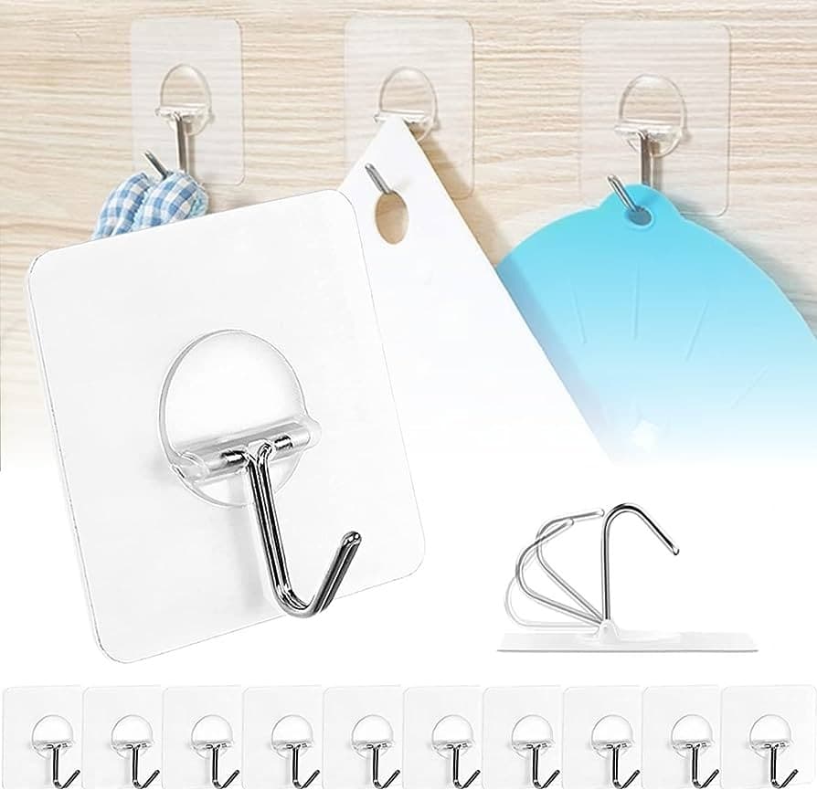 Pack of 6pcs Self-adhesive Wall Hooks for Photo Frame Clock Strong Adhesive Transparent Nails Wall Hook Hangers Hanging Nail Holders view 3