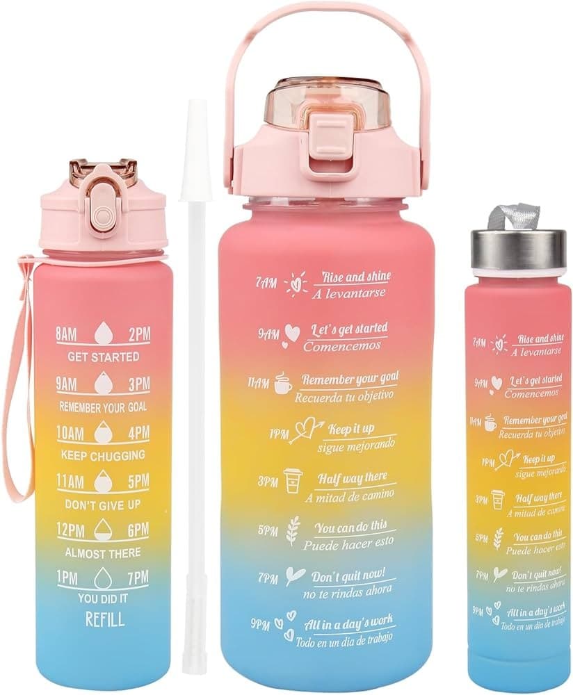 3In1 Water Bottle With Large Capacity For Hiking Home Use Sports Gym Bottle ( 2000ml-900ml-280ml) view 4