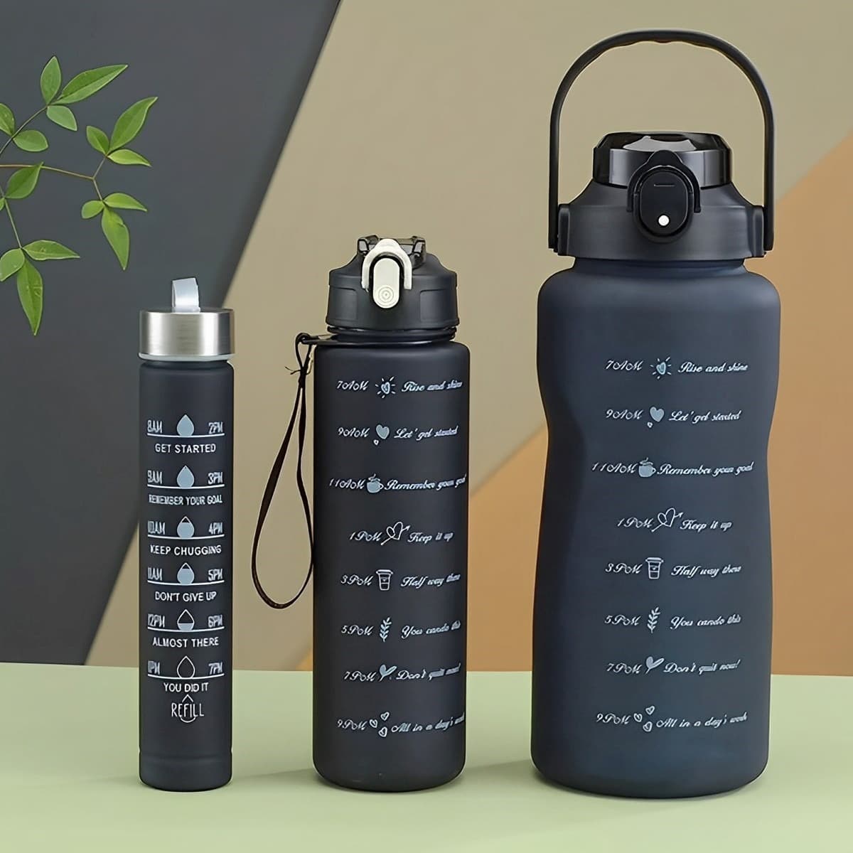 3In1 Water Bottle With Large Capacity For Hiking Home Use Sports Gym Bottle ( 2000ml-900ml-280ml) view 2