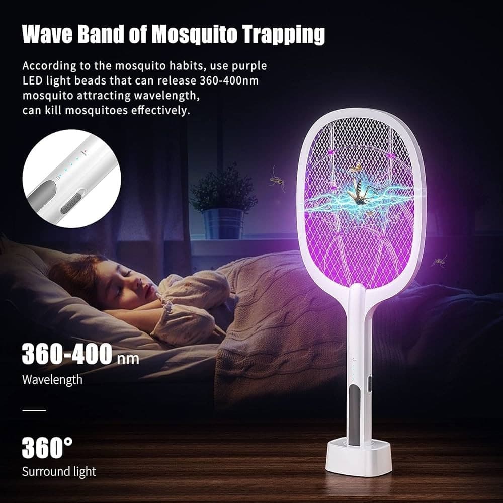 Gecko Dual-Use Electric Mosquito Racket Standing Fly Insect Swatter | Automatic Mosquito Killer Racket | Mosquito Killer Bat — image 4