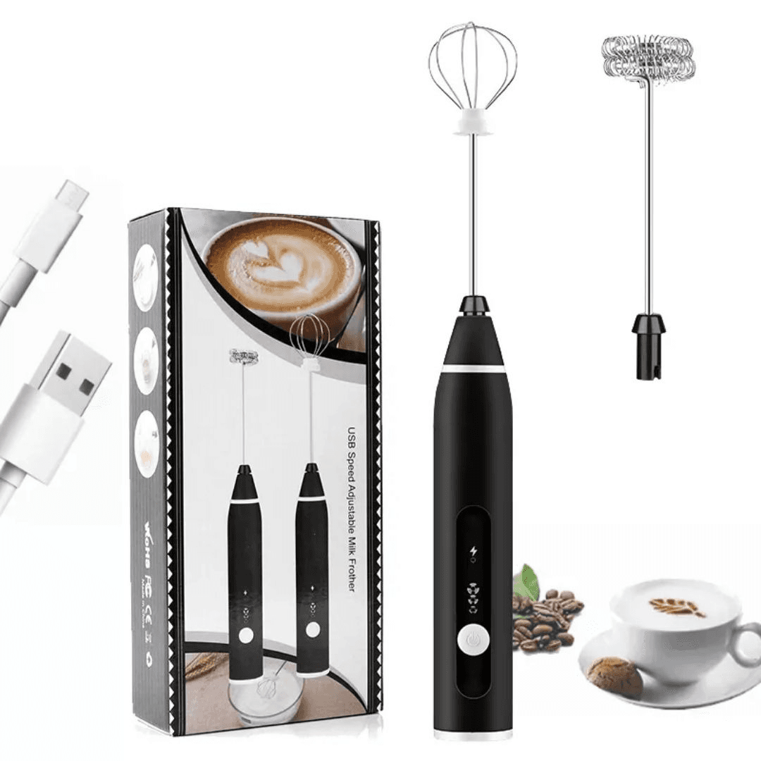 Milk Frother USB Rechargeable Electric Milk Frother Handheld | 3 Speed Milk Foamer for Coffee Latte Cappuccino | Stainless Steel Whisk Blender for Protein Shake, Bulletproof Coffee, Egg Beater
