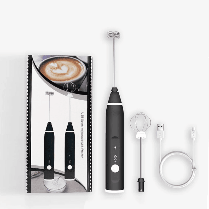 Milk Frother USB Rechargeable Electric Milk Frother Handheld | 3 Speed Milk Foamer for Coffee Latte Cappuccino | Stainless Steel Whisk Blender for Protein Shake, Bulletproof Coffee, Egg Beater view 2