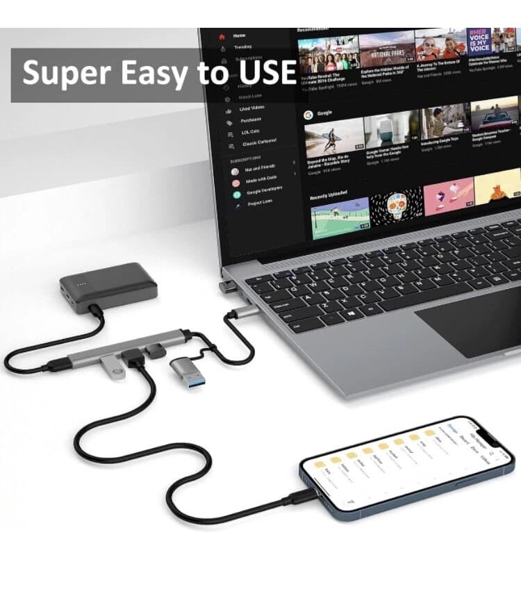 2 In 1 USB And C Hub Multiport Adapter view 2