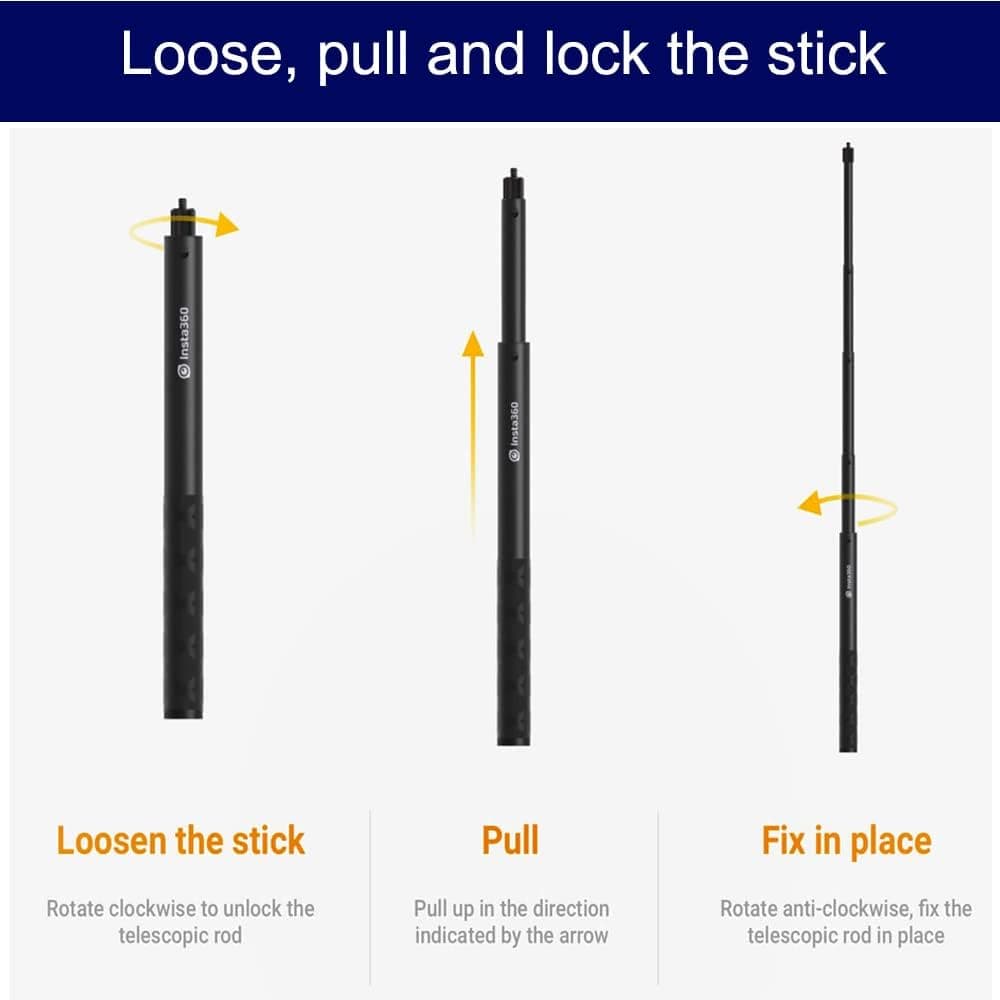 2 Meter Long Invisible Selfie Stick For Insta 360 view 3