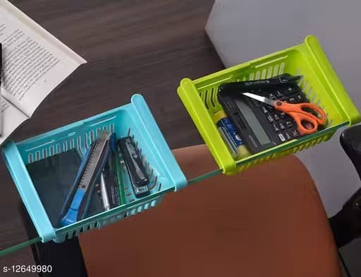 2 Piece Expandable Fridge Storage Adjustable Racks view 2