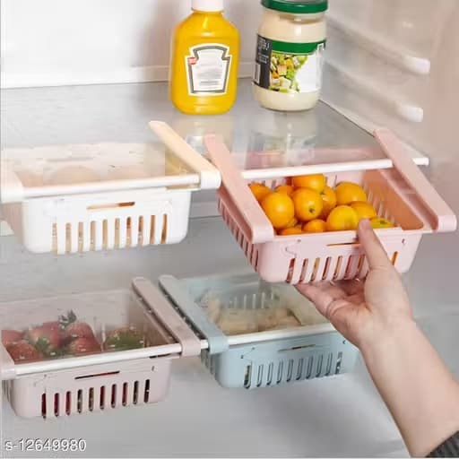 2 Piece Expandable Fridge Storage Adjustable Racks view 1