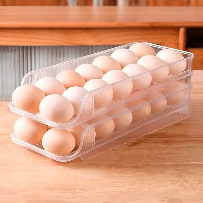 2-Tier Double Row Egg Holder Holds 28 Eggs Automatic Slide view 1