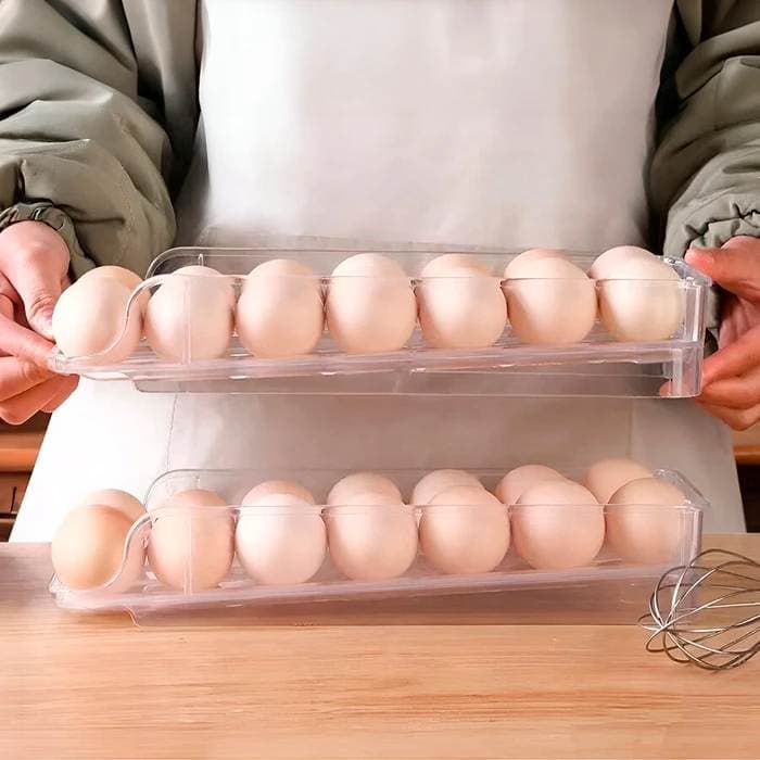 2-Tier Double Row Egg Holder Holds 28 Eggs Automatic Slide view 2