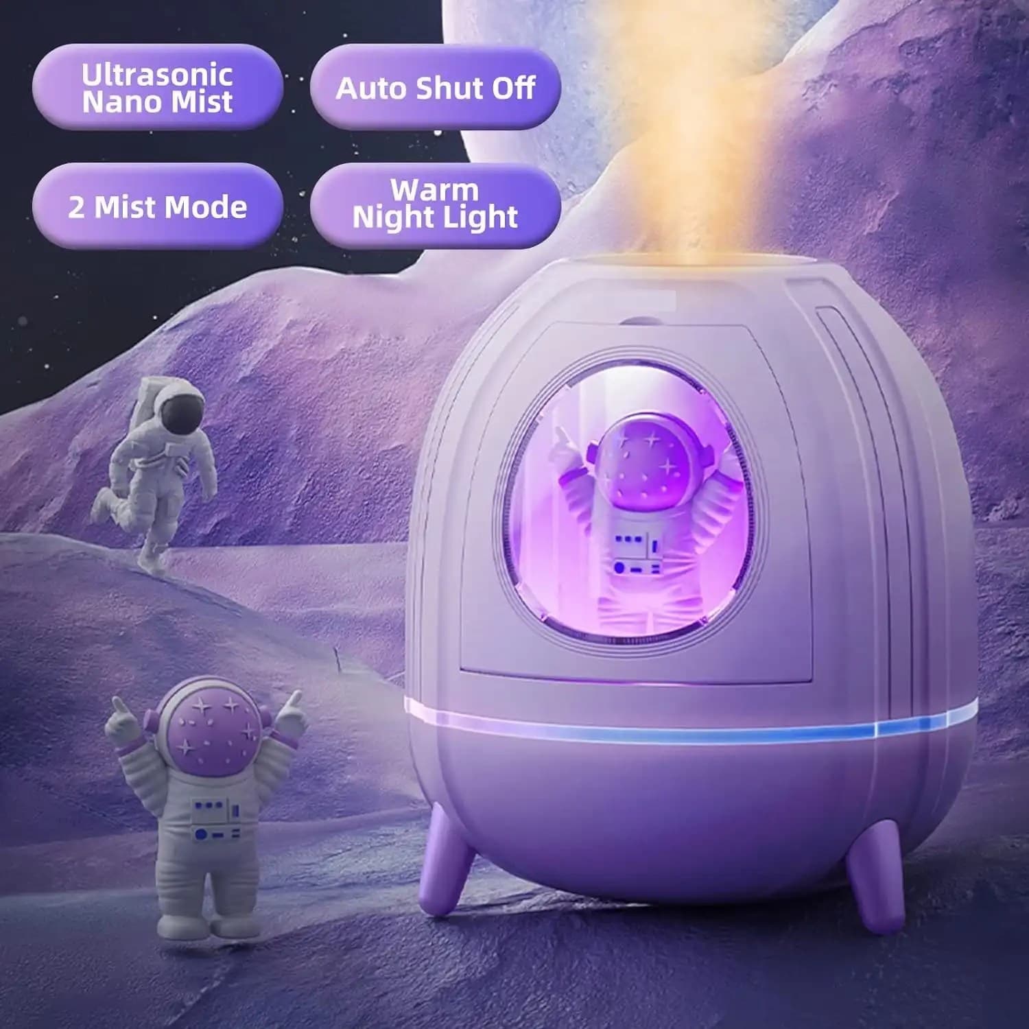 250ml Mini USB Astronaut Humidifier With 7 Colors LED Night Light view 3