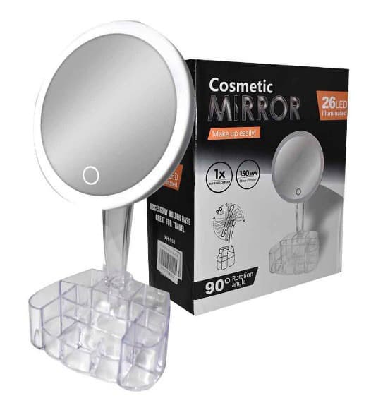 26 LED Illuminated Cosmetic Mirror With 90° Rotation view 5