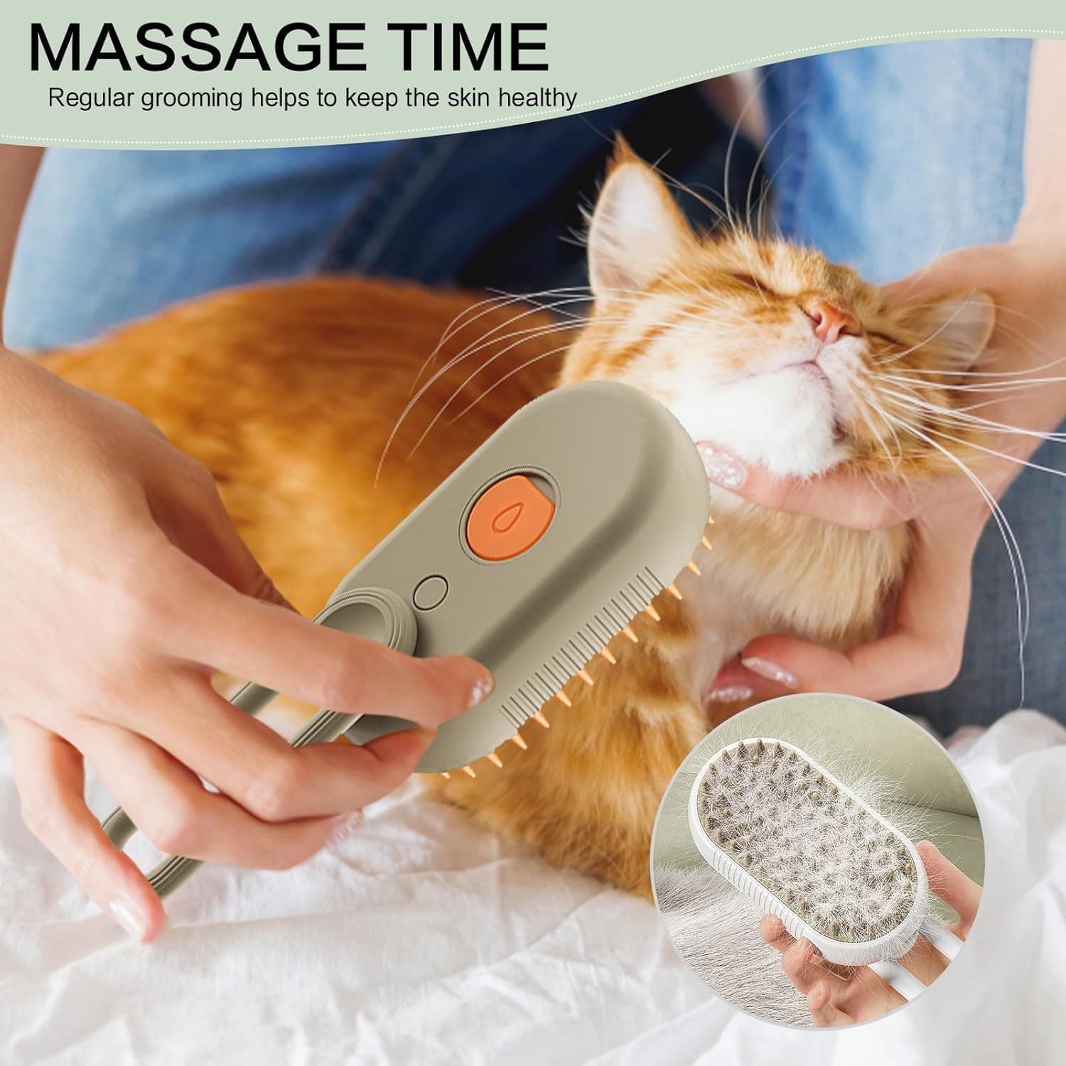 3 In 1 Electric Spray Pet Brush For Cats Removes Floating Hair Cleans And Massages view 3