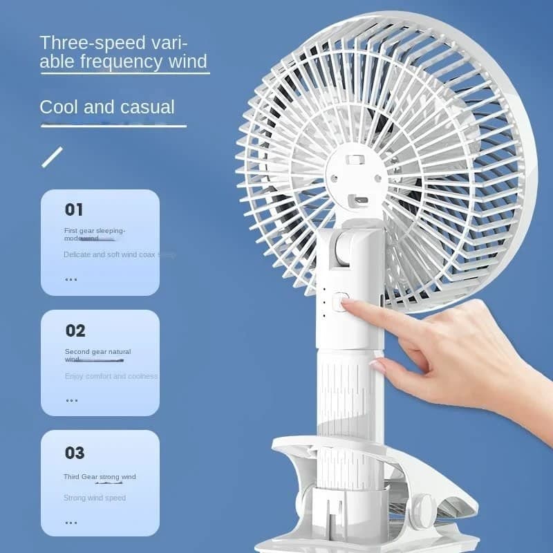 3 Speeds Quiet Portable USB Desk Clip Fan view 2
