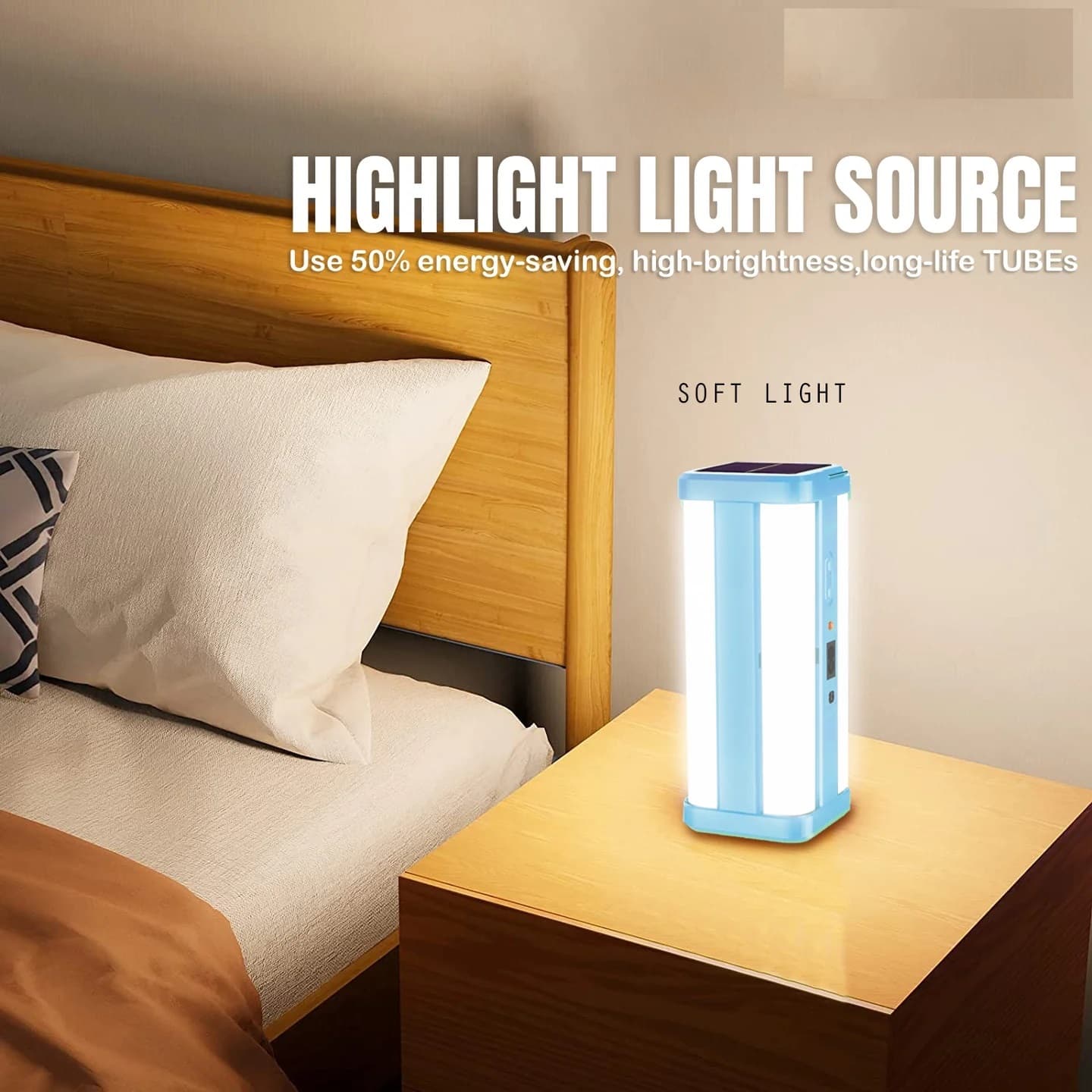 360 Degree Floor Lantern Lamp Emergency Rechargeable Solar Light 4 Tube view 3
